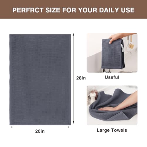 100% Cotton Oversized Waffle Weave Kitchen Towels 8 (Dark Grey / 20 X 28 - 8 Pack)