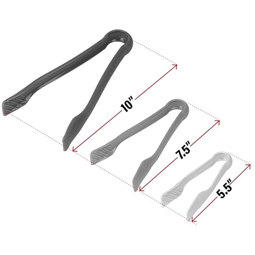 3 Piece Plastic Tong Set (Dark Gray, Gray, White)