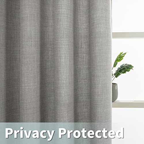 Natural Grey Linen Curtains for Bedroom 84 Inch Length 2 Panels (52"W x 84"L (Pack of 2) / Silver Grommet-grey)
