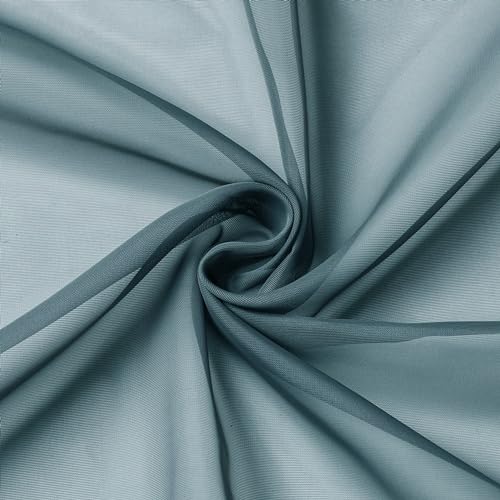 Dusty Blue Sheer Curtains 36 inches Long (40"W x 36"L (Pack of 2) / Dusty Blue)