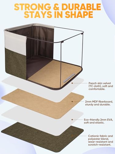1 Pack Fabric Closet Storage Bins for Shelves (Brown / 1PCS/Medium-14x10x8.5)