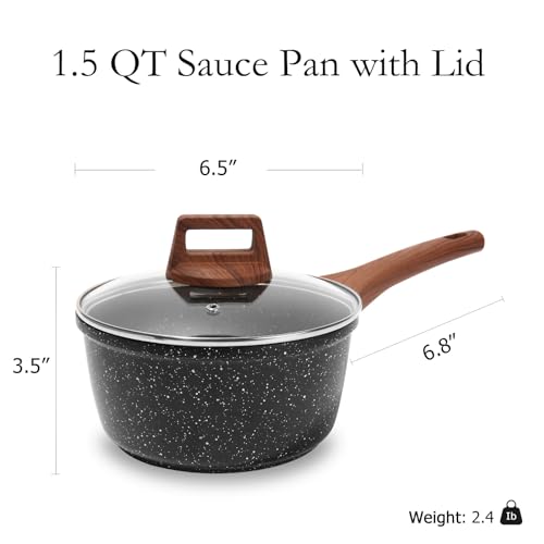 Nonstick Sauce Pan with Lid (1.5 Quarts / Black)