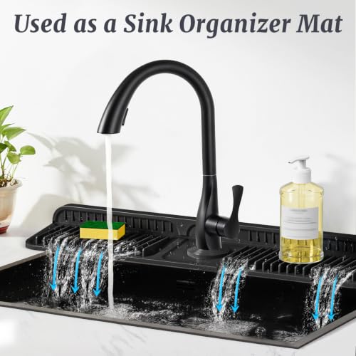 24 Inch Faucet Mat for Kitchen Sink Splash Guard (Black / 23.6" x 5.5")
