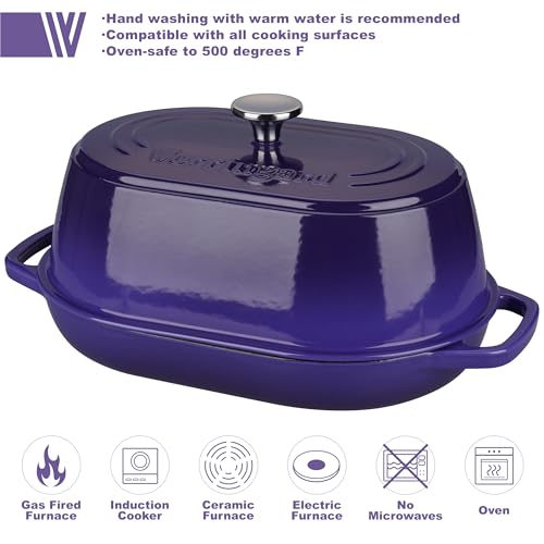 Enameled Cast Iron Dutch Oven Pot with Dome Lid (Purple)