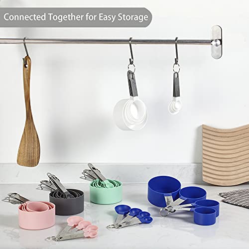 Measuring Cups and Spoons Set of Huygens Kitchen Gadgets 10 Pieces (Stainless Steel,White)