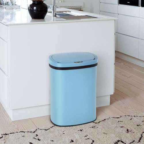 13 Gallon Stainless Steel Trash Can (Blue Stainless Steel)