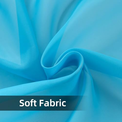 Solid Sheer Rod Pocket Curtain Voile Draperies 2 Panels White Beige Black Grey Coffee 52 Inch Width 108 Inch Long 1 Pair for Kitchen Bedroom Children Living Room Yard (Cyan Blue / 52"W x 108"L (Pack of 2))