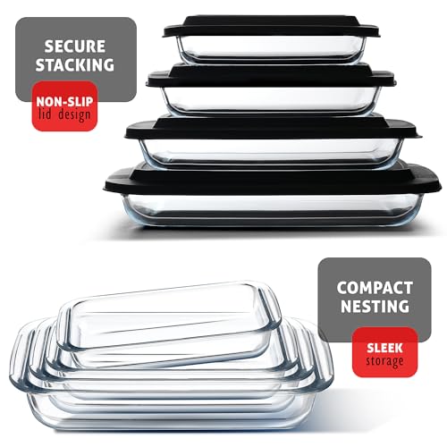 8pc Glass Baking Dishes for Oven (4 Pack)