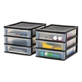 2-Pack, 3-Drawer Medium Plastic Stacking Desktop Organizer, Black (Medium - 2 Pack / Black)