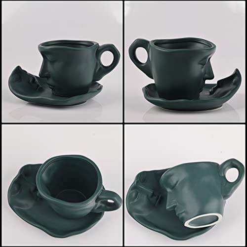 Green Coffee Cup and Saucer Set (Green)