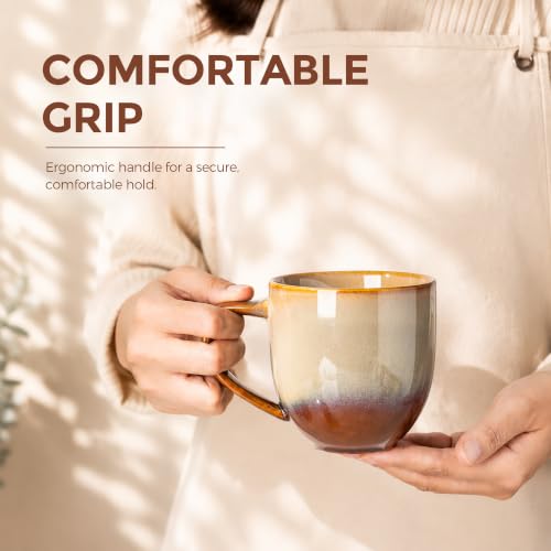 Ceramic Coffee Mugs Set of 6 (Creamy Amber / 12 OZ (Set of 6))