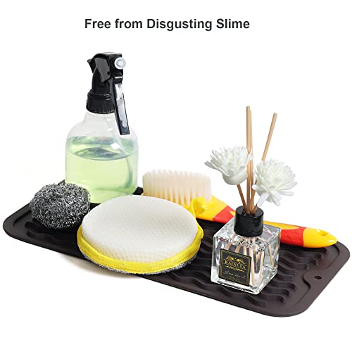 Small Silicone Drying Mat & Sink Caddy (Coffee / 12" x 6")