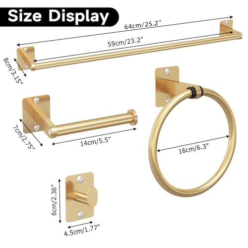 Bathroom Accessories Set (Gold / 24 inch (4 Piece))