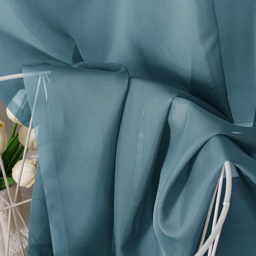 Dusty Blue Sheer Curtains 36 inches Long (40"W x 36"L (Pack of 2) / Dusty Blue)