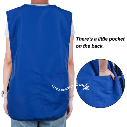 Waterproof Cobbler Apron with 4 Pockets Vest Smock Apron for Men Women Chef Waiter Work (Blue)