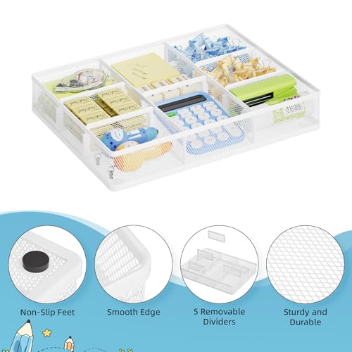 Desk Drawer Organizer (White / 12 x 8.5 x 1.8)