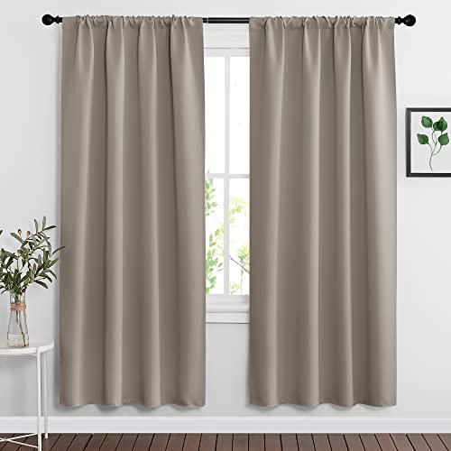 Blackout Curtains for Bedroom Living Room Nursery 72 inches Long (Sand / 42"W x 72"L (Pack of 2))