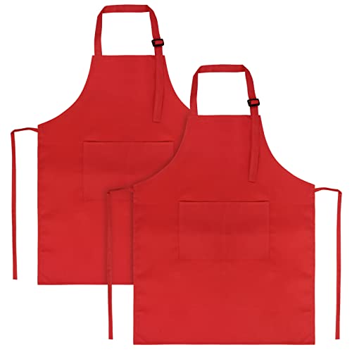 Kids Aprons with Large Pocket 2 Pack (Medium / Redx2)