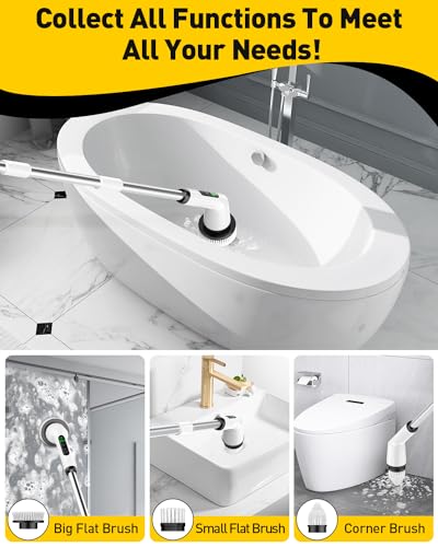 Electric Spin Scrubber for Bathroom (3 Brush Heads / White)