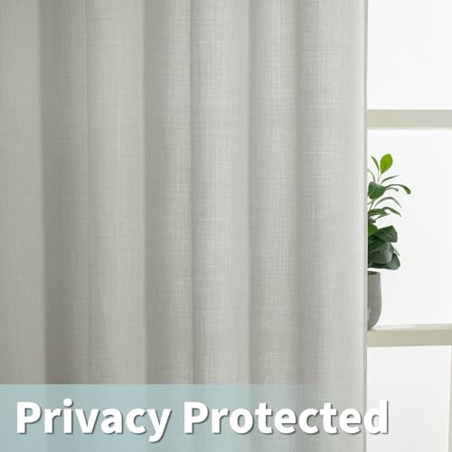 63 Inch Light Grey Semi Sheer Linen Curtains for Bedroom 2 Panels (52"W x 63"L (Pack of 2) / Silver Grommet-light Grey)