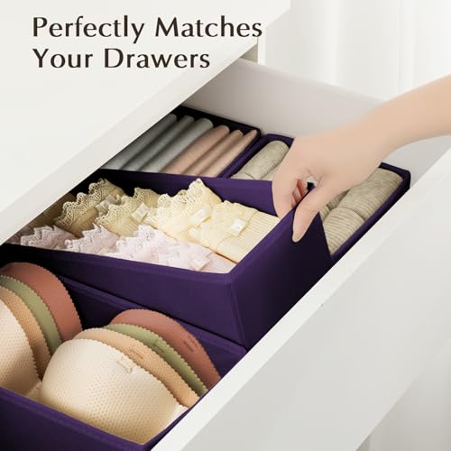 Drawer Organizers Clothes (Purple / 8 Pack)