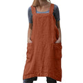 Cotton Linen Apron Cross Back Apron for Women with Big Pockets Square Pinafore Dress for Baking Cooking BBQ & Grill Orange S (Orange / Small)