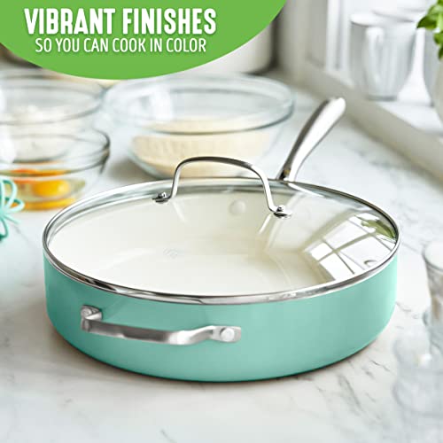 Artisan Healthy Ceramic Nonstick (Turquoise / 5QT Saute Pan Jumbo Cooker / Induction)