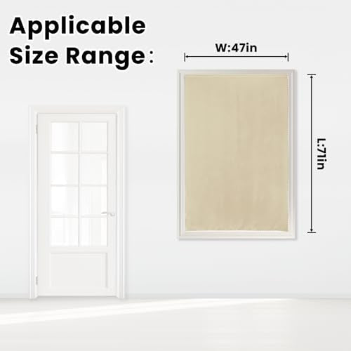 Self Adhesive Portable Blackout Curtains for Bedroom Easy to Install Window Thermal Lnsulated Kitchen Room Darkening Small Window Curtains (47"W x 71"L (Pack of 1) / Beige)