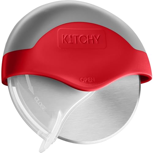 Pizza Cutter Wheel with Protective Blade Cover (Red)