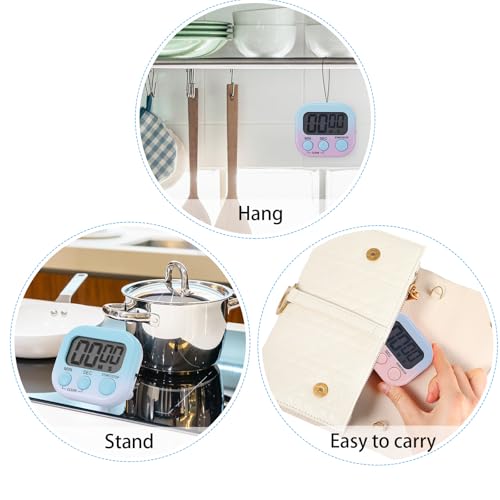 12 Pcs Digital Kitchen Magnetic Timer Bulk Classroom Count up Countdown Egg Timer Cute Desk Stopwatch for Back to School Teacher Kids Cooking Office (Gradient Style / Pink and Blue)