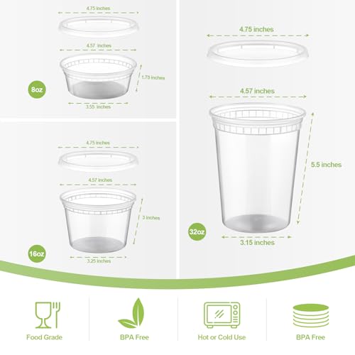 24 Sets Plastic Deli Food Containers With Lids