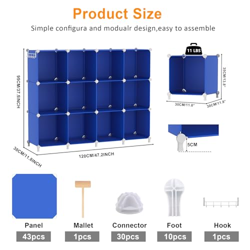 Cube Storage Organizer Closet Organizers 12 Cube Storage Shelves (Dark Blue)