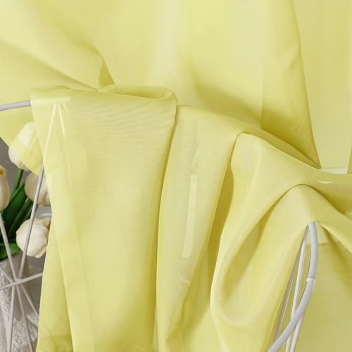 Lemon Sheer Curtains 84 Inches Long 2 Panels Set for Living Room (42"W x 84"L (Pack of 2) / Lemon)