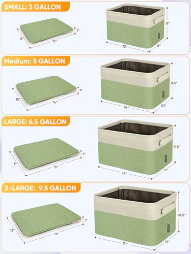 4 Pack Fabric Closet Storage Bins for Shelves (Green / 4PCS/X-Large-17x13x10.5)