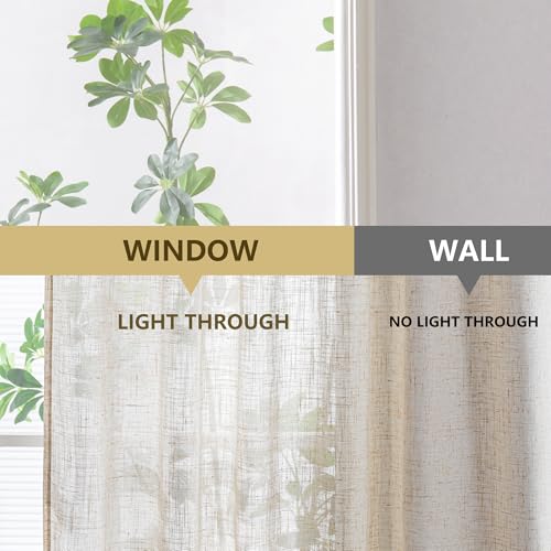 Short Linen Curtains 36 Inch Length for Kitchen Window (34"W x 36"L (Pack of 2) / Linen)