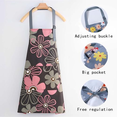 Floral Aprons with Pocket Blooming Floral Womens Waterproof Apron (Violet)