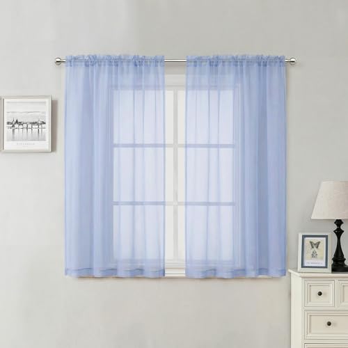 Denim Blue Sheer Curtains 54 Inch Length 2 Panels (Denim Blue / 42"W x 54"L (Pack of 2))