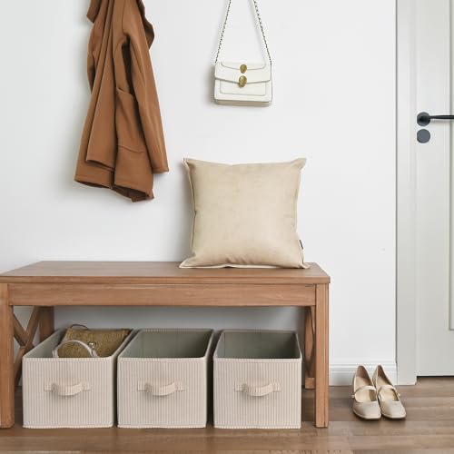 Shelf Organizer Bins (Large / Beige Stripes)