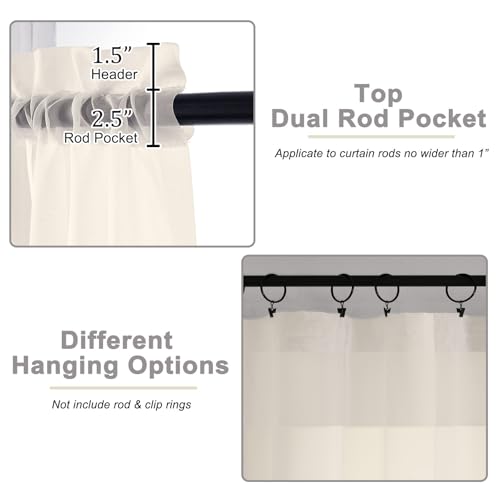 Cream Valances for Windows (Cream / 42"W x 14"L (Pack of 2))