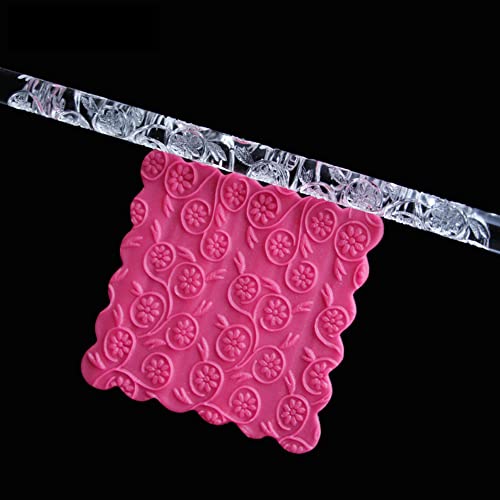 Floral Vine Embossed Acrylic Rolling Pin (52017 flowers and plants)
