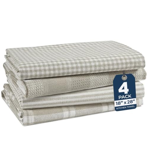 Cotton Kitchen Towels Set (18"x28" - 4 Pack / 08: Slate Grey)