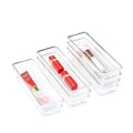 6 Set Clear Plastic Junk Drawer Organizer Vanity Curlery Utensil Makeups Organizer for Kitchen 9''X 3'' (6 Pack 9"x3" Clear Plastic)