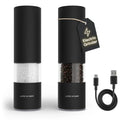 Electric Salt and Pepper Grinder Set (Carbon Black / Set of two electric mills)