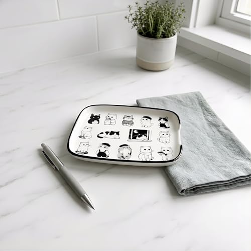 Black White Cat Ceramic Spoon Rest (Cute cats)
