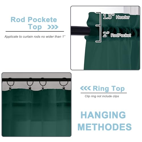 Sheer Curtains 63 inch Length 2 Panels Set (Hunter Green / 42"W x 63"L (Pack of 2))