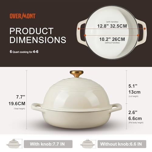 Enameled Cast Iron Dutch Oven (Cream White / 6 Quart)