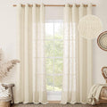102 inches Long Sheer Linen Curtains for Living Room 2 Panels (52"W x 102"L (Pack of 2) / Beige)