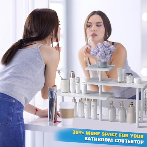3 Tier Bathroom Countertop Corner Shelf Organizer (White)
