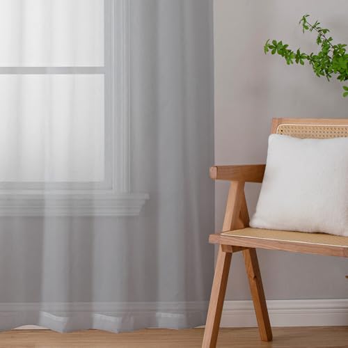 Light Grey Sheer Curtains 78 Inches Long 2 Panels (Light Grey / 42"W x 78"L (Pack of 2))