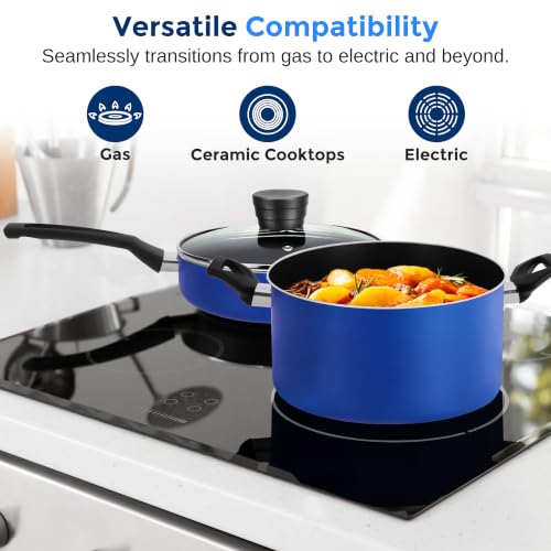 20 Piece Blue Cookware Set with Knives